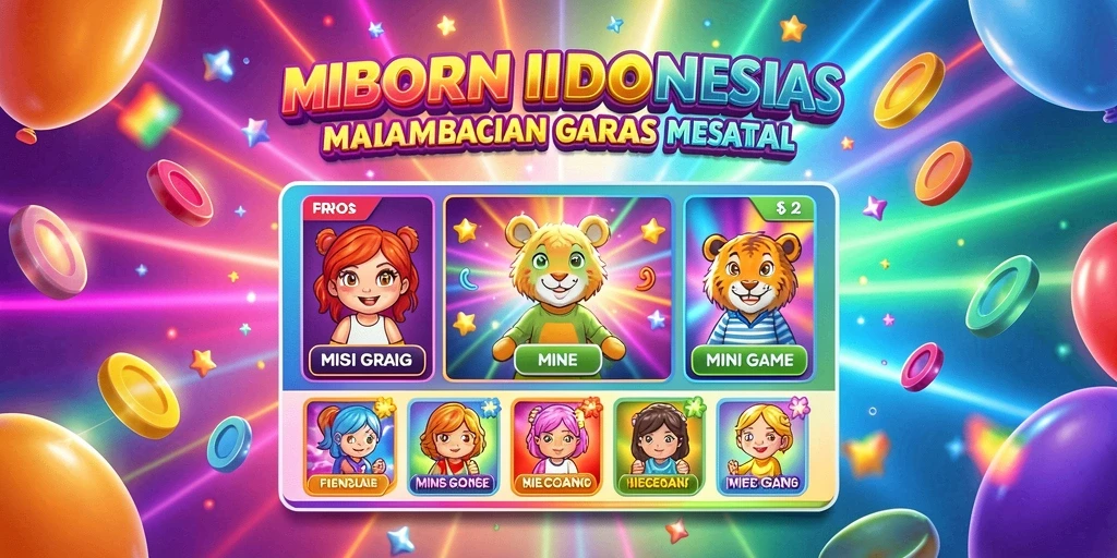 Tampilan layar utama dengan gulungan slot yang berwarna-warni.
